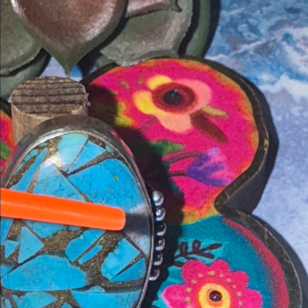 Copper Turquoise Silver Ring - image 7